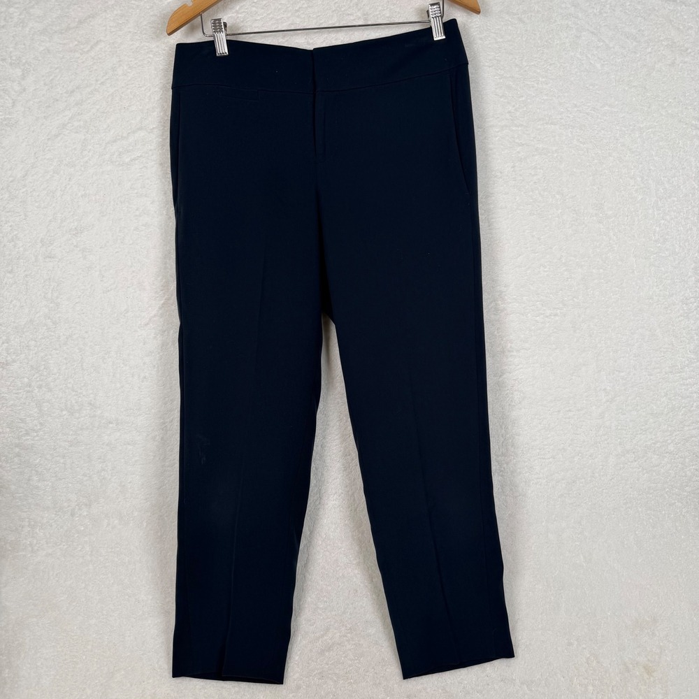 Ann Taylor Dress Pants Womens 6 Navy Blue Straight Leg Cinch Back Professional